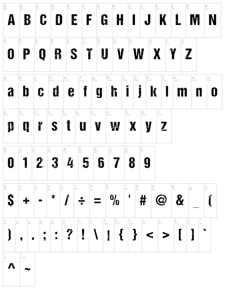 DCC Ash font map